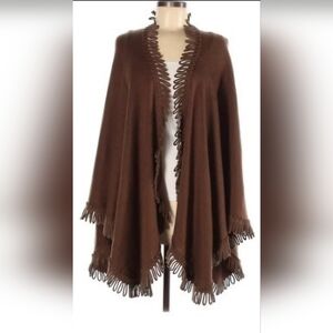 Brown Fringe Shawl By Coldwater Creek